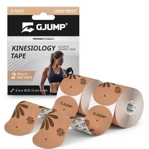 GJUMP Floral Sports Kinesiology Tape – 40 Precut Strips, Athletic Tape for Running, Dance, Yoga & Daily Support, Waterproof Cotton Tape for Muscle Relief & Joint Support (Beige Floral) - Image 1