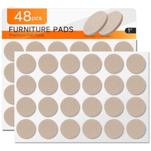 48 PCS Felt Furniture Pads, 1-inch Round Beige Chair Felt Pads, Felt Pads for Furniture Feet to Protect The Floor from Scratches,Reduce Noise (Beige) - Image 1