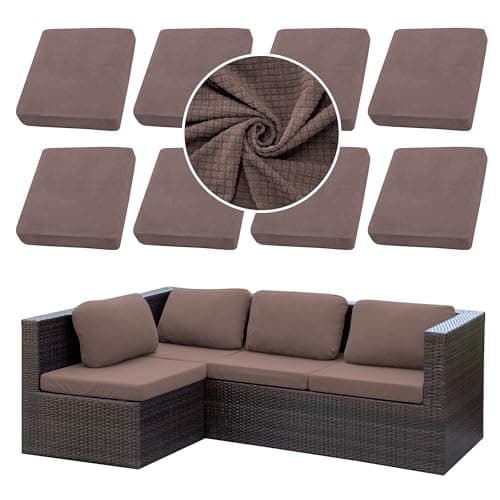 SUKAIKEQA Outdoor Cushion Covers Set,8PCS Patio Furniture Couch Seat Slipcovers, Replacement for Sofa Sectional Chair(Cover,Only) - Image 1