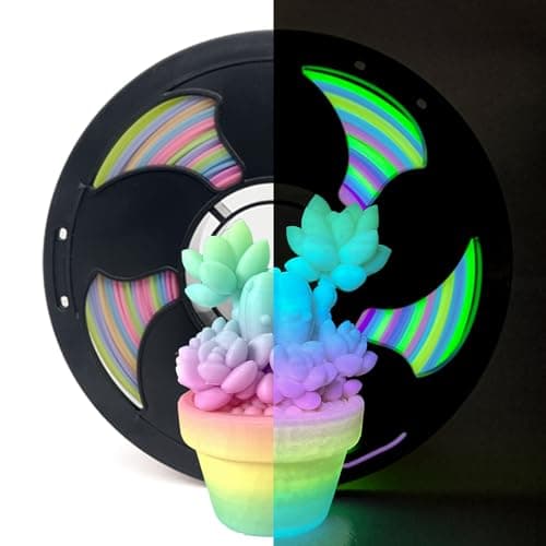 Glow Gradient in the Dark 1.75mm Rainbow Candy PLA Filament, Luminous Rainbow Vibrant Bright 3D Printer Filament, 1kg (2.2lbs) Spool 3D Printing PLA Filament Rod - Image 1
