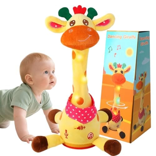 MILEGI Dancing Talking Giraffe Toy, Singing Musical Giraffe Plush Tummy Time Toys with Volume Adjustment, 10 Children's Songs Light Up Toys, Repeating What You Say, Baby Toys for Boys Girls - Image 1