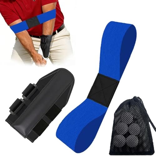 Siciwelely 3-Piece Golf Wrist Trainer Set with Wrist Strap/Arm Band/Storage Bag, Golf Wrist Training Aid to Correct Wrist Angle & Develop Muscle Memory (BlackWristband/Blue Armband/Storage Bag) - Image 1