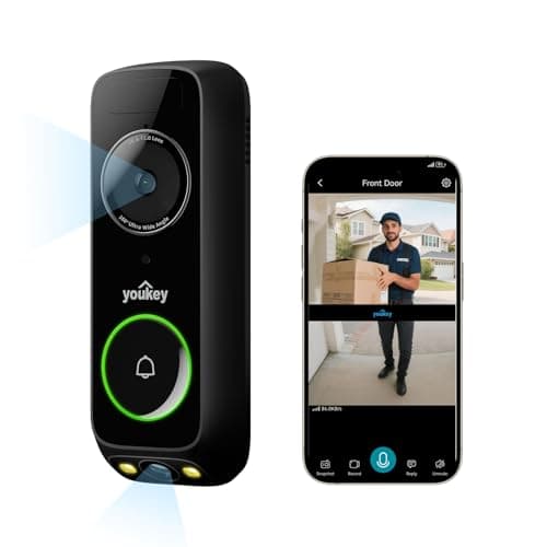 youkey Doorbell Camera Wireless No Subscription, 2K Dual‑cam Video Doorbell with Chime, See Visitor & Package at Once, 5G WiFi, 8GB Local Storage, Two-Way Talk, Compatible with Alexa & Google Home - Image 1