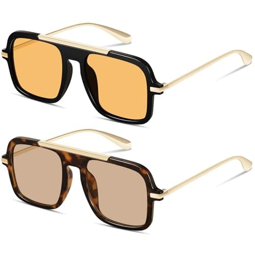 YMRFW Trendy Aviator Sunglasses for Women Men Retro Square 70s style Vintage Metal Designer UV Protection Shades - Image 1