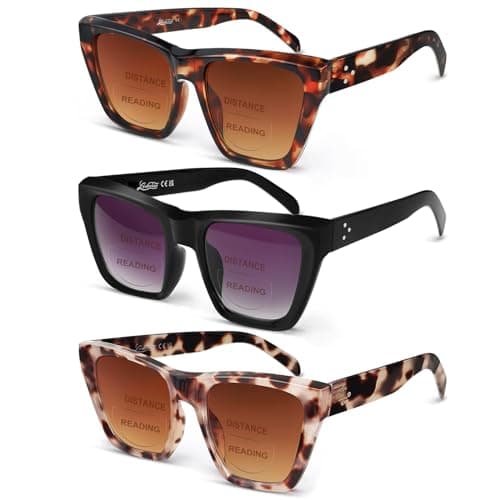 LADEESSE 3 Pack Bifocal Reader Sunglasses Women - Oversized Sun Reading Glasses Womens W/Cat Eye Vintage Outdoor UV400 Protection Eyewear (2.50) - Image 1
