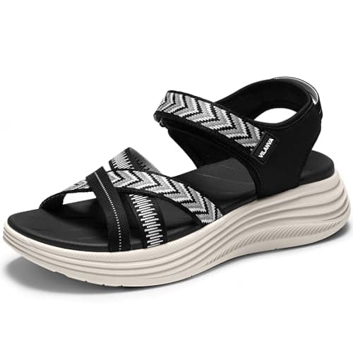 Vilanva Women's Comfortable Orthopedic Platform Walking Sandals with Arch Support Adjustable Buckle Cushioned Midsole for Plantar Fasciitis Relief Casual Sport Summer Outfits - Image 1