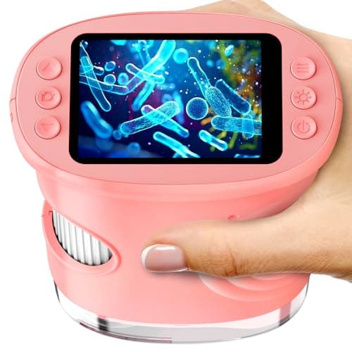 Microscope for Kids with 2.0" IPS Screen, Girls 1000X Handheld Outdoor Gifts Portable STEM Science Lab Toy, Rechargeable Digital Microscope Educational Gift for Girls Age 4-6 8-12, Pink - Image 1