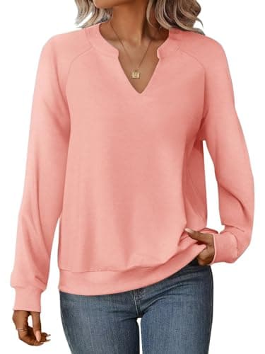 GKBK Womens Sweatshirts Long Sleeve V Neck Tops Fall Winter Basic Casual Lightweight Pullover Shirt - Image 1
