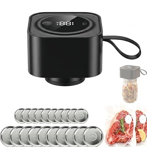 Electric Mason Jar Vacuum Sealer Kit, Automatic Jar Sealer for Wide and Regular Mouth Mason Jars, 1800Amh Portable Cordless Vacuum Sealer for Canning and Food Storage, Includes 20 Lids, 2 Vacuum Bags - Image 1