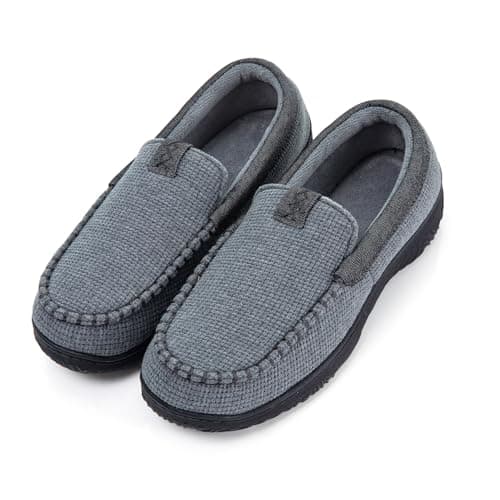 BOVTY Men's Moccasin House Slippers - Memory Foam Indoor Outdoor Shoes Breathable Slip-on Loafers - Image 1