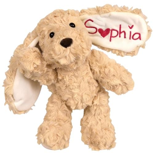 MYPHNEX Personalized Puppy Dog Stuffed Animal, Custom Dog Plush with Embroidered Name, Toys for 1 2 3 Year Old Baby Girls Boys, Customized Christmas Birthday Gifts for Infant Toddler Newborn (Puppy)