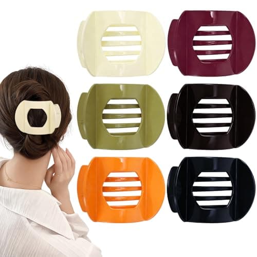 Obeoby 6 Pcs Flat Hair Clips for Women, Medium Flat Claw Clips French Hair Barrettes Accessories for Girls - Image 1