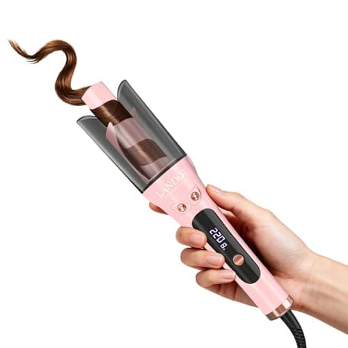 LANDOT Automatic Curling Iron 1-inch,Easy-to-Use Self Curling Wand with Auto Rotation, Anti-Tangle Technology for Beginners, Ideal Gift for Girls & Teens - Charming Pink - Image 1