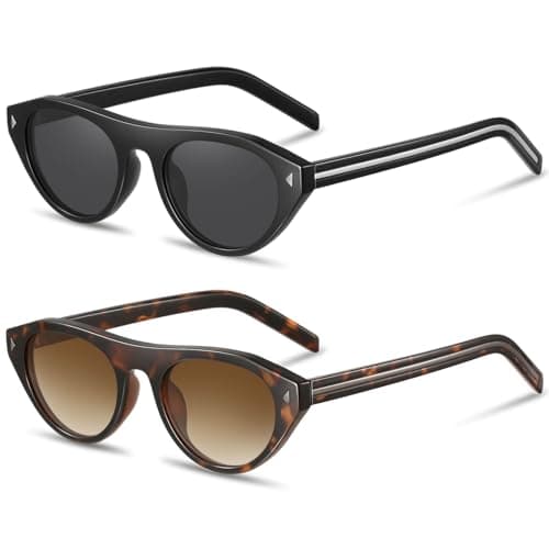 YMRFW Retro Oval Sunglasses for Women Men Trendy Small Cateye Narrow Round Shades UV Protection - Image 1