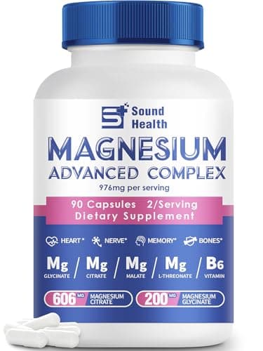 5 in 1 Magnesium Complex Capsule 976mg wtih Magnesium Glycinate, Citrate, Malate, L-Threonate & Vitamin B6, High Absorption Magnesium Complex for Women & Men, Third-Party Tested, Vegan, Non-GMO - Image 1