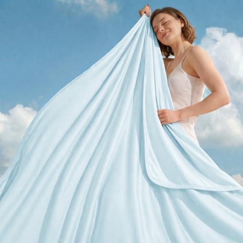 GOHERO Cooling Blanket Queen 90"x90" - Double Sided Summer Blankets for Hot Sleepers - Lightweight Soft Arc-Chill Q-Max >0.5 Blanket Absorbs Heat to Keep Cool on Warm Nights Blue - Image 1