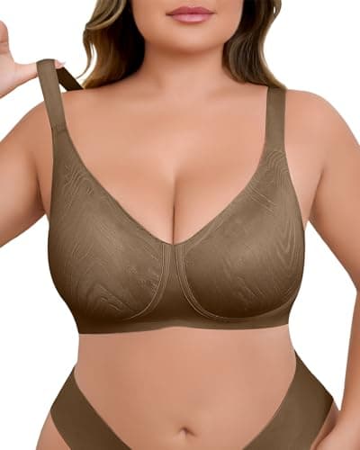 LIIJOO Women Seamless Wireless Bra – Comfortable Soft Supportive Push Up Bra for Women, No Wire Smooth Lounge Underwear for Everyday Wear, Breathable Stretch Fabric(Chocolate Brown, 1XL Plus Size) - Image 1