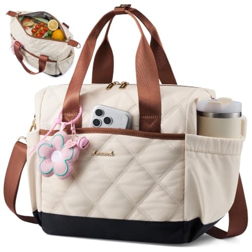 LOVEVOOK Insulated Lunch Bag Women, Adult Lunch Box for Women Work, Large Leakproof Cooler lunch Bags for Picnic Beach Family College, Lunch Teacher Tote Bag with Adjustable Shoulder Strap Cup Holder
