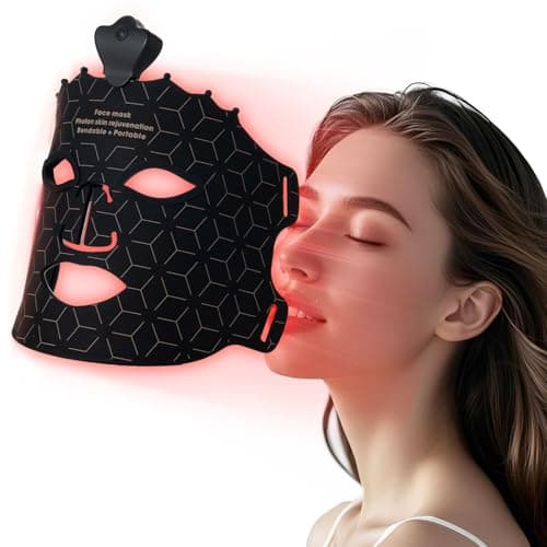 SUERBEATY Red Light Mask, 7 Colors Red Light Mask for Face, Cordless, Soft Flexible, Portable & Lightweight for Home & Travel, Rechargeable Facial Masks for Women & Men (Black) - Image 1
