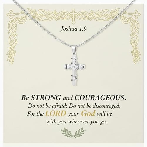 Jekvill Cross Necklace for Women and Men with Shiny Zirconia Stones Ideal for Christian Gifts Baptism Easter Basket Fillers First Communion Cross Chain and Pendant for Faith and Spirituality - Image 1