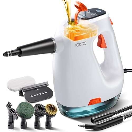 POPCHOSE Steam Cleaner with Detergent Dispenser, 15s Heat-Up Handheld Steam Cleaner for Home, 500ml Removable Water Tank, Lightweight Portable Steamer for Cleaning Grout, Windows, Kitchen, Easy Refill - Image 1