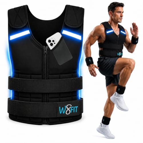Premium Adjustable Weighted Vest for Men & Women – NO SHOULDER PRESSURE for Walking, Rucking & Strength Training with Zipper, Removable Thin Weights, Reflective Strips (Black, Men 18) - Image 1