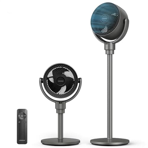 COWSAR Standing Fan for Bedroom, 20dB Quiet Floor Fan, 150°+120°Auto Oscillating Pedestal Fan with Remote, 6 Speeds 3 Modes, 7H Timer, DC Motor, 2 Heights, Air Circulator Fan, Grey - Image 1