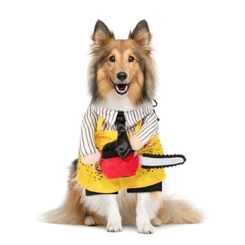 NACOCO Halloween Dog Chainsaw Costume - Pet Cosplay Clothes Cat Special Outfit Apparel Adjustable Puppy Party for Small Medium and Large Dogs(Yellow Chainsaw, L)