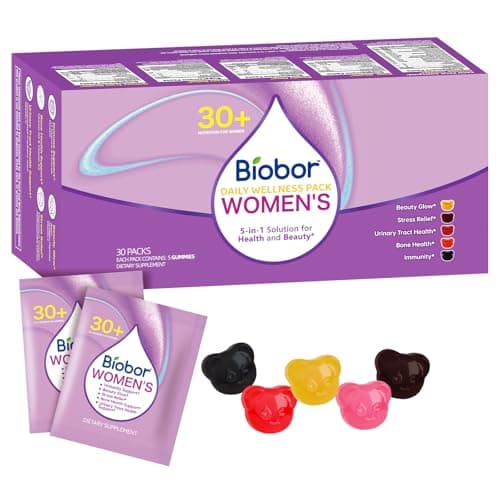Biobor Women’s Daily Nutrition Pack for 30+, 30-Day Gummies Pack with Biotin & Collagen, Magnesium & Ashwagandha, Cranberry Vitamin C, Vitamin D3 K2 | 5-in-1 Beauty, Mood, Immune & Bone Support - Image 1