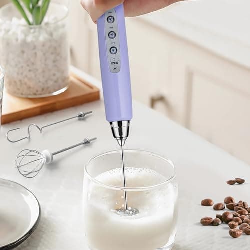 Sakgos Milk Frother Handheld Rechargeable - Electric Whisk 3 Speed Adjustable, Coffee Frother Wand with 3 Stainless Whisks, Electric Foam Maker, Drink Mixer Blender for Latte Cappuccino Matcha Egg - Image 1