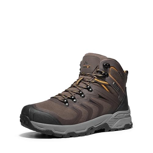 NORTIV 8 Men's Waterproof PRO Hiking Boots Outdoor Lightweight Non-Slip Arch Support Trekking Camping Ankle Boots Armadillo 3.0,Size 13,Brown,NMUMHB2508 - Image 1