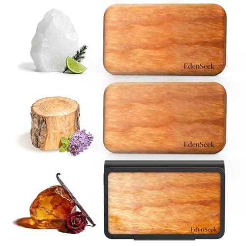 EdenSeek Wooden Car Air Freshener | FSC-Certified Original Wood, Visor Metal Clip, 100% Pure Essential Oils, Long-Lasting Odor Eliminator, 3 Refillable Scents Diffuser for Cars, Trucks, SUVs - Image 1