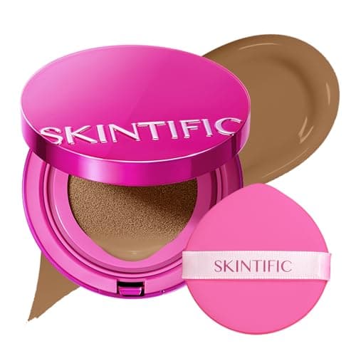 SKINTIFIC Pink Glow Cushion Foundation #07N Soft Caramel| Medium Coverage, Natural Glow Finish, Moisturizing for Dry Skin, Lightweight, Long-Lasting & Oxidation-Resistant