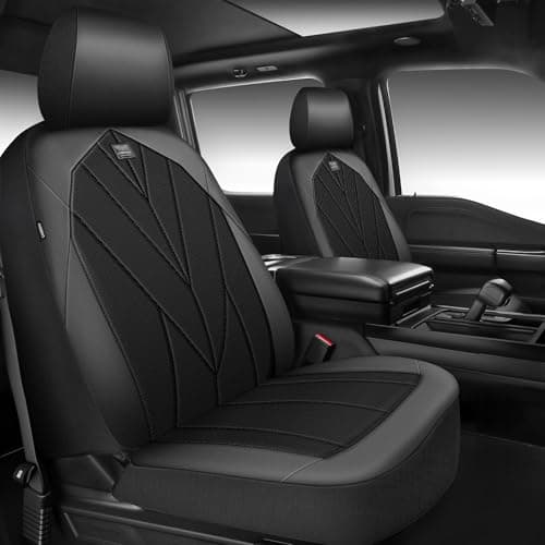 CAR PASS Memory Foam seat Covers Leather, Air Cool Mesh car seat Covers Front Seats 2, Universal FIT for Cars,SUV,Trucks, Comfortable-Durable-Breathable Airbag Compatible, All Black - Image 1