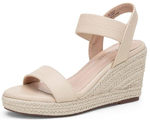 Vepose Women's Nude Pu Wedge Sandals Platform Espadrilles Open Toe Ankle Strap Comfortable Dressy Summer Shoes for Daily Travel Casual 881 Size 7 (CJY881 nudepu 07) - Image 1