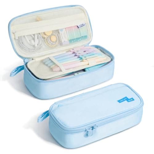 Four Candies Pencil Case,Large Capacity Pencil PouchâPortable Marker Holder Bag for Home & Office, Soft Supply Organizer (Blue)
