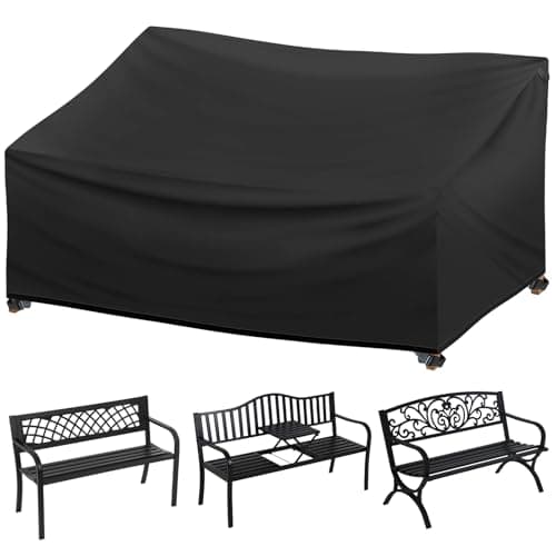 Outdoor Bench Cover 2 Seater Waterproof, 52" W X 28" D X 35" H All Weather Patio Bench Cover for Outside Furniture, Loveseat, Sofa Couch, Bench and Glider, Black - Image 1