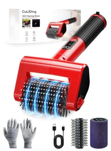 CuLiDing 800 RPM Electric Grill Brush for Outdoor, 2-Speed High Power BBQ Cleaning Tool, 4000mAh Cordless Scrubber with LED Light, Non-Shedding Brush & 2 Scouring Pads for Gas/Charcoal/Weber Grates - Image 1