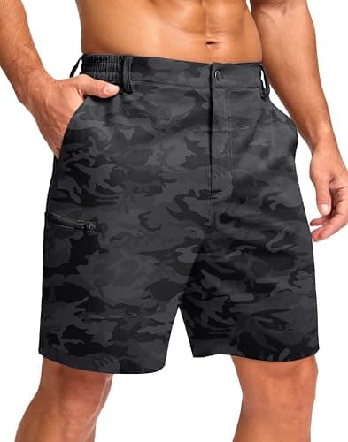G Gradual Men's Casual Shorts 7" Lightweight 4 Pockets Stretch Quick-Dry Summer Shorts for Golf Work Hiking Trips (7", Black Camo, M) - Image 1