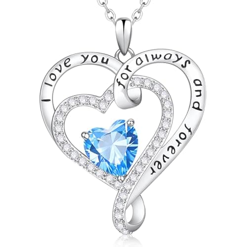 925 Sterling Silver Infinity Heart Necklace for Women - December Birthstone Pendant, Adjustable Love Jewelry Gifts, Birthday Anniversary Christmas Valentines Day for Wife Mom Daughter Girlfriend - Image 1