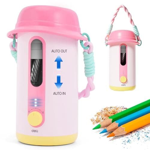 Electric Pencil Sharpener, Low Noise Fully Automatic Pencil Sharpener for Classroom,6.9-10.8mm Colored/Jumbo Pencils, Auto in & Out,Rechargeable Hands-Free Sharpener for Home/Office, Pink - Image 1
