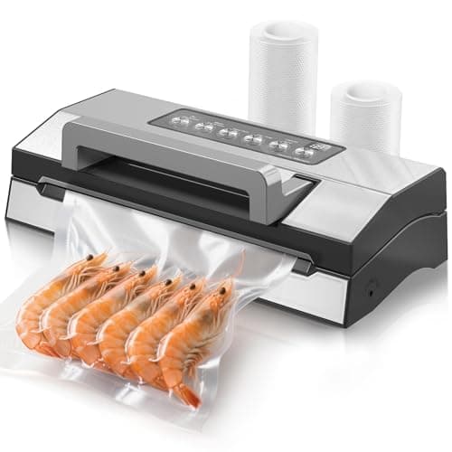 Stainless Steel Vacuum Sealer Machine for Meal Prep, Sous Vide & Freezer Storage, Food Vacuum Sealer with Double Heat Seal, Built-in Cutter&Bag Storage, Moist&Dry Modes, Hose and 2 Bag Rolls Included - Image 1