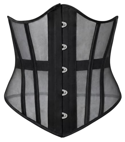 Scarlet Darkness Corset Belt for Women Renaissance Boned Underbust Corset Mesh Wide Waist Belt Black Size 6 - Image 1