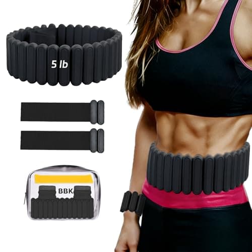BBK Up to 5 LBS Adjustable Weighted Belt For Women and Men, Weighted Walking Exercise Belt for Gym, Strength Training, Wrist & Ankle (Black) - Image 1