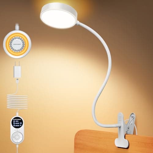 Glocusent Clip on Light, 72 LEDs Clip on Lamp with Amber Night Light, 3 Colors & 5 Brightness Bed Lamp, 30/60-Min Auto Off Timer, Perfect Eye Caring Reading Lamps for Bed/Headboard/Table/Desk - Image 1