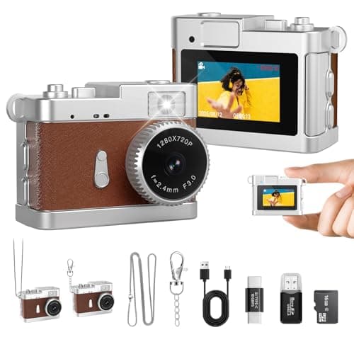 Keychain Camera, 16GB Mini Digital Camera with Built-in Flash & Retro Filters, Pocket Mini Camera for Travel, Vlogging, Birthday Gift for Friends - Image 1