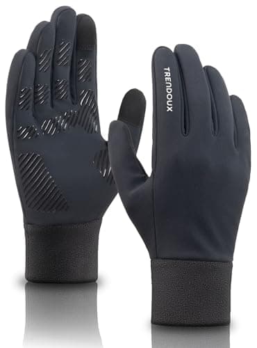 TRENDOUX Woen's & Men's Black Insulated Touchscreen Thermal Gloves Size Medium, Driving Running Riding Typing Texting Cycling Gloves Biking Hiking Walking Soccer Gaming Glove for Cold Weather