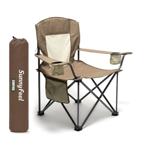 SUNNYFEEL Oversized Folding Camping Chair 500 LBS Heavy Duty Lawn Chairs with Portable Folding with Armrest, Cup Holder, Pocket &Bag for Outdoor Camping/Beach/Travel/Picnic/Fishing - Image 1