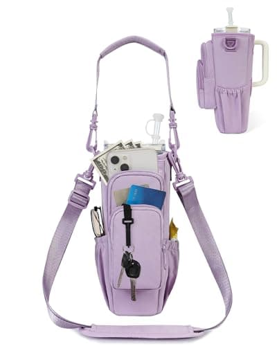 sportsnew Water Bottle Carrier Bag with Phone Pocket for 30oz 40oz Tumbler with Handle Accessories Insulated Water Bottle Holder Pouch with Strap Crossbody with Straw Cover - Image 1