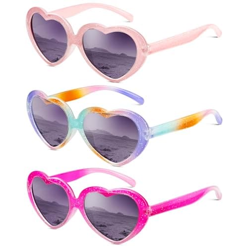 QALLY Kids Sunglasses Polarized Heart-Sunglasses: Toddler girls Sun Glasses with UV Protection for Youth Child 3Pack Age 3-12 - Image 1